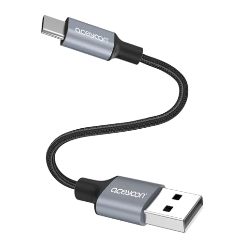 aceyoon USB C Kabel Kurz 10cm, 3A Ladekabel USB C Schnellladekabel Nylon Geflochtenes USB auf Typ C Kabel f&uuml;r iPhone 16 15, f&uuml;r Galaxy S24+/S24/S23, f&uuml;r Google, f&uuml;r Huawei, f&uuml;r Xiaomi