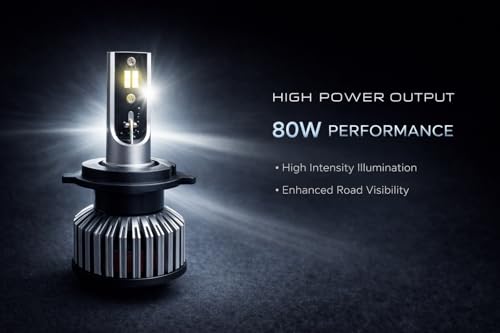 Image of ARZN H4 LED Headlight Bulb 80W - Standard Reflector Type for Car Motorcycle, Bright White 6000K, Canbus Ready, Cooling Fan