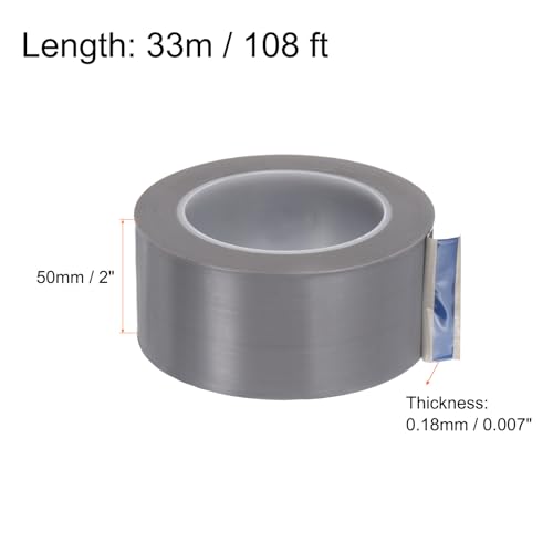 Image of HARFINGTON Fabric PTFE Tape Roll, 2 inch x 108ft High Temperature PTFE Adhesive Tape 0.18mm Thickness for Vacuum Sealer Machine Hand Sealers, Grey