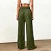 Faux Suede Sweatpants for Women Winter Warm Wide Leg Drawstring Baggy Pants Fall Fashion Business Casual Trousers S-2XL Army Green