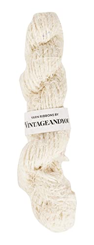 VintageandYou 1 Hank/ Skein Recycled Linen Yarn for DIY Knitting Craft-White
