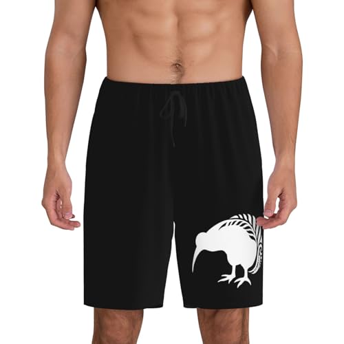 New Zealand Fern Pajama Shorts for Men, Men's Pajama Bottoms, Sleepwear for Summer
