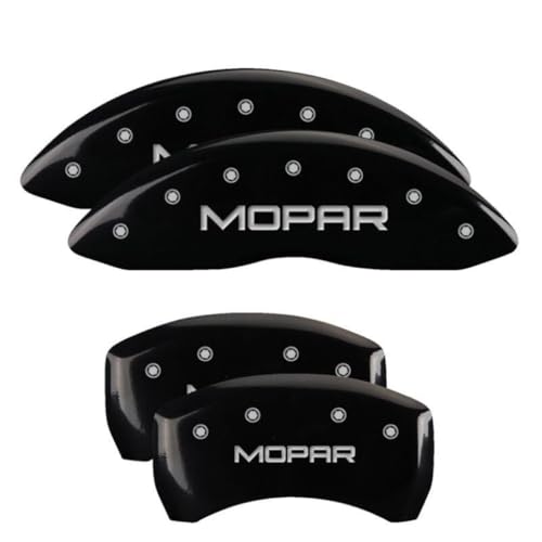 Image of MGP Caliper Covers - Brake Caliper Covers for 2011-2023 Dodge Challenger & 2011-2023 Dodge Charger (Requires Dual Piston Front Caliper) Front and Rear Set (Black, Mopar)