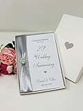 25th Wedding Anniversary Card - Silver 25 Year Twenty Fifth Anniversary Luxury Greeting Card, Personalised Gift for Wife, Husband, Couple, Friends - A5 Card - 20 Colours to Choose - Image 2