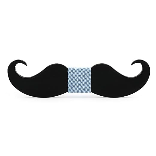 BOBIJOO JEWELRY - Noeud Papillon Bois Foncé Moustache Fait Main Homme au Choix Gentleman Cravate - Ajustable, N09
