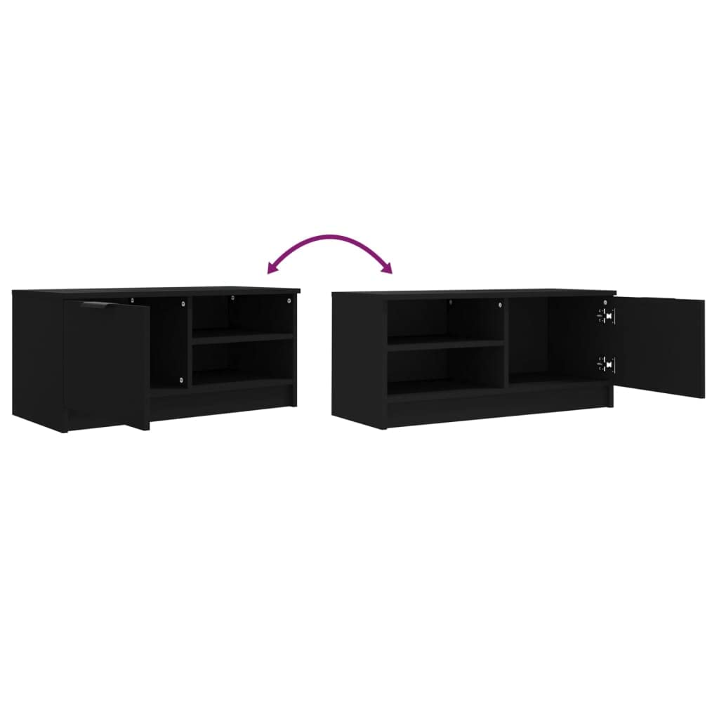 TV-Schrank 2er-Set, Schwarz, 80x35x36,5 cm, Holzwerkstoff, Modernes Media-Center mit Stauraum, für Wohnzimmer und Schlafzimmer