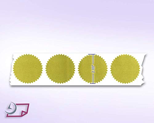 Next Day Labels 2" Round, Gold Metallic Package, Envelope, Certificate Wafer Seals with Serrated Edge. 250 Stickers Per Roll