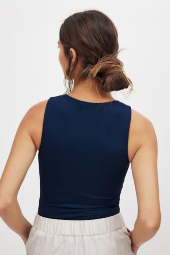 Image of SIGHTBOMB Ultra Soft Round Neck Double Folded Medium Compression Seamless Feather Touch Active WEAR /Casual WEAR Spaghetti SOFTLINE TOP for Women