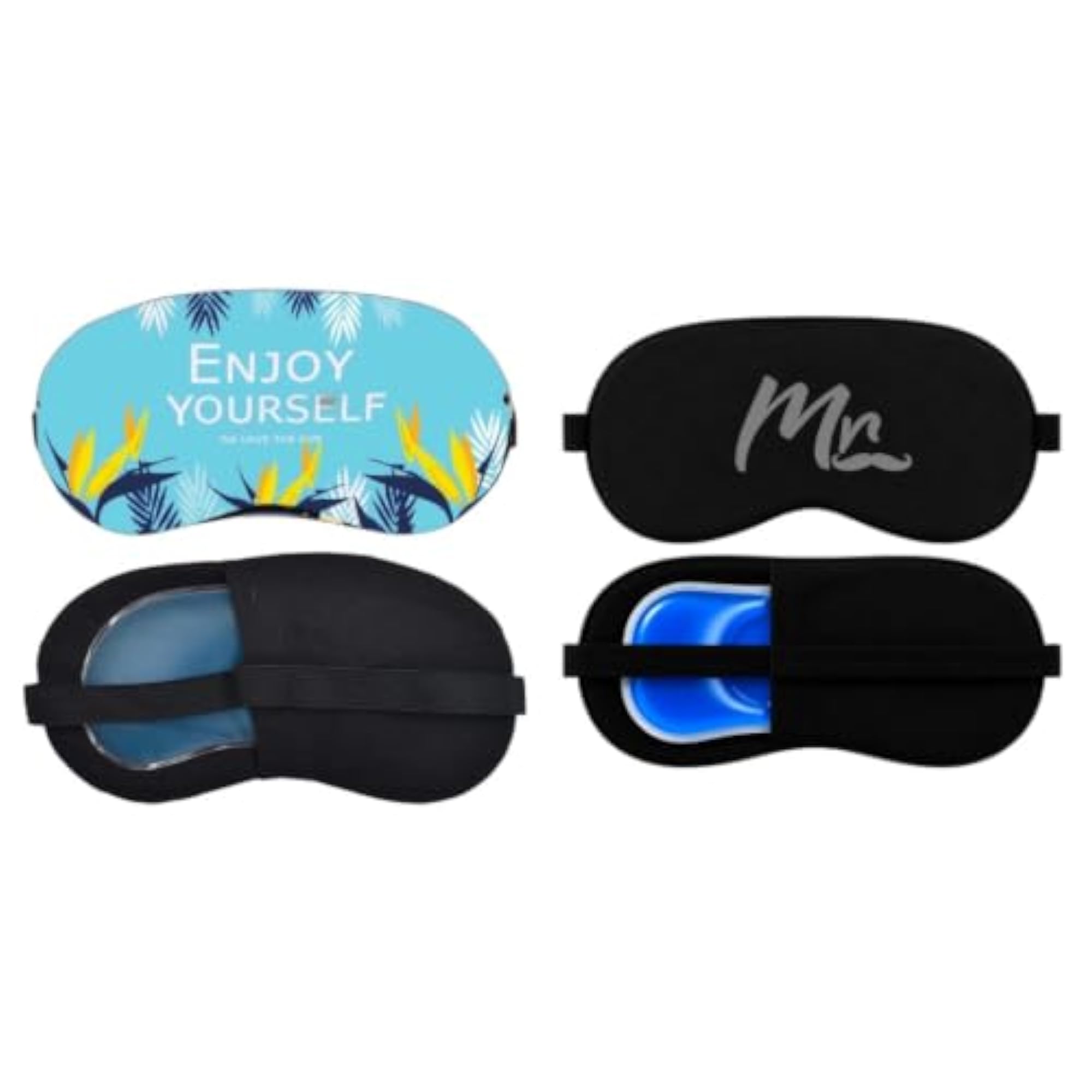 Sleeping Eye Mask Combo Pack of 2, Enjoy Your Day & Black Mr