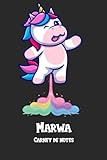  Marwa Carnet de notes: Noms Personnalisé Carnet de notes / Journal pour les filles et les femmes. Kawaii Licorne pétant arc-en-ciel. Accessoires de licorne / cadeau original anniversaire femme.