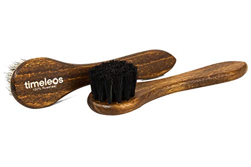 TIMELEOS Cremebürste aus Rosshaar für optimale Schuhpflege| Rosshaarbürste| Glanzbürste | Schuhputzbürsten | Schuhputzzeug | Schuhpolierbürste | Schmutzbürste Schuhe | Polierbürste (hell & dunkel) Cover