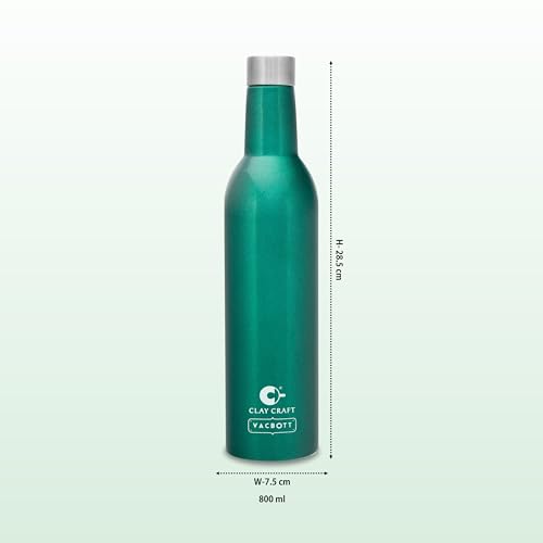 Image of Clay Craft Vacbott IVY Wine Double Walled|18 Hours Hot and 24 Hours Cold Water Vacuum Insulated Flask Bottle|1 Pcs|760 ml Water Bottles|Travelling|BPA-Free|BIS Certified|1Year Limited Warranty
