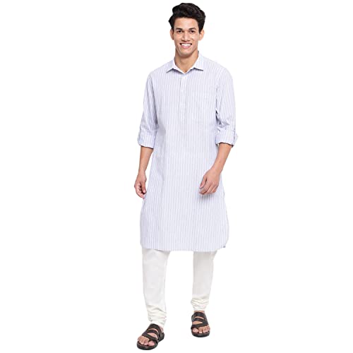 Fabindia Men Linen Regular Collar Pathani Kurta Cotton_Xl Off White