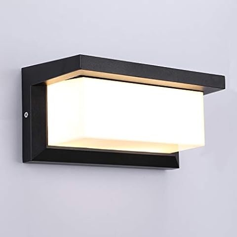 Lightess 12W Outdoor Led Wall Light Waterproof IP66 Anthracite Square Wall Light Metal Bulkhead Wall Sconce Light Outside Warm White Led Wall Lamp for Balcony Gazebo Gate Garden Corridor Utility Cover