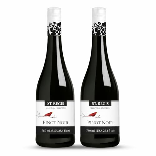 Non-Alcoholic Sparkling Beverage – 0.0% Alcohol ST. REGIS Non-Alc Pinot Noir Low Calorie, Sugar Fruity & Spicy Flavor - Made from 100% Pinot Noir Grapes from Germany - 25.4 Fl Oz / 750ml (2 Pack)