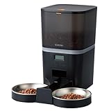 エレコム 自動給餌器 猫 中小型犬用 6L (約3.3kg) タイマー機能付 録音機能付 1日最大6回 蓋ロック 乾燥剤付属 ステンレス 2皿 幅320×奥行355×高さ326.5mm ブラック PET-AF02BK