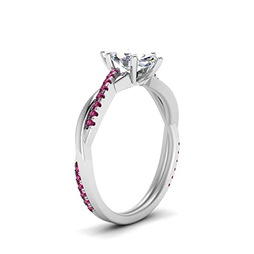 Image of 55Carat Choose Your Gemstone Dainty Infinity Twist Diamond CZ Ring Sterling Silver Marquise Shape Engagement Rings Everyday Jewelry Wedding Jewelry Handmade Gifts for Wife US Size 4 to 12
