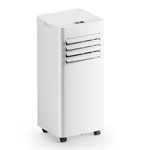 Climatiseur mobile 9000 BTU, 4 en 1 (refroidissement/déshumidif... veille), télécommande, écran LED, minuterie 24h et sécurité enfant – Idéal pour la maison, le bureau, le camping