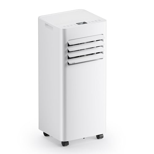 Climatiseur mobile 9000 BTU, 4 en 1 (refroidissement/déshumidification/ventilateur/mode veille), télécommande, écran LED, minuterie 24h et sécurité enfant – Idéal pour la maison, le bureau, le camping