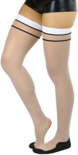Image of ToBeInStyle Women's Sheer Two Tone Thigh Hi Stocking W /Back Seam