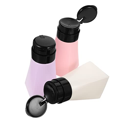 Mikinona 3pcs Press Liquid Dispenser Bottles for Nail Polish Remover and Cosmetics Colorful Macaron Style Empty Pump Bottles for Liquid Storage Containers