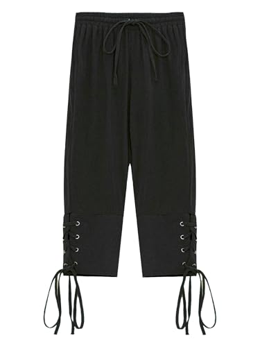 Boys Ankle Banded Pirate Pants Kids Medieval Renaissance Viking Drawstring Lace-Up Trousers3
