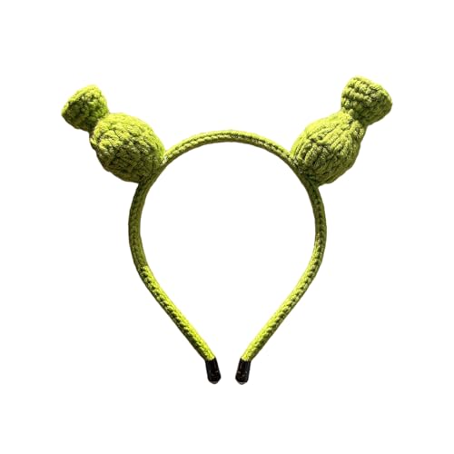 Nereds Diademas de punto Shrek con orejas lindas divertidas para Halloween, cosplay, diadema de ganchillo para mujeres y niñas