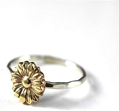 Miniatura 3 de Anillo retro de girasol 925 de plata delicado anillo de girasol anillo de novia regalos de boda, anillo de pétalos para mujer