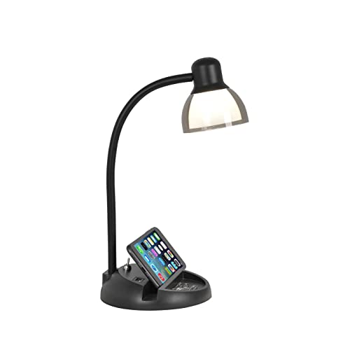 Simplee Adesso Charging Station Led Desk Lamp, Black Finish #TOP4