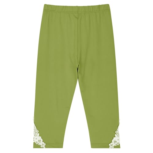 Cropped 3/4 Lenght Cotton Leggings with Lace Cuff Toddler Girls Summer High Waist Active Dance Pants Yoga Pants2