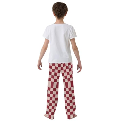 Red Pink Checkerboard A Pajama Pants Long Sleep Pant Soft PJ Bottoms Sleepwear3
