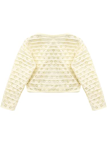JanJean Kids Little Girls Long Sleeve Lace Hollow Bolero Jacket Top One Button Cardigan Shrug Dress Cover up Shawl Cardigan4