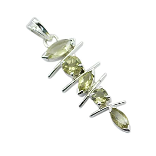 Pendentif quartz citronné argent 925 anti ternissement durable