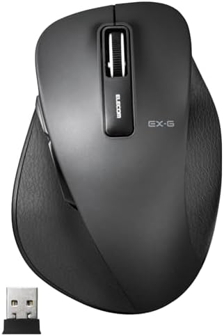 エレコム マウス ワイヤレス (レシーバー付属) Lサイズ 5ボタン (戻る・進むボタン搭載) 静音 BlueLED 握りの極み ブラック M-XGL10DBSBK
