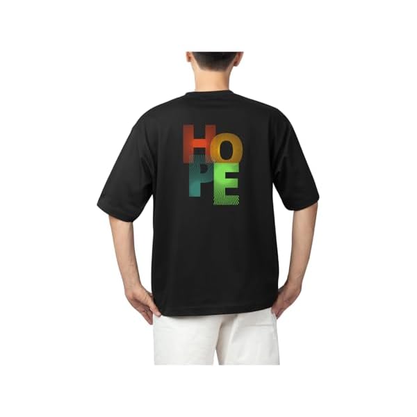 Sparrow Outfit Men’s Oversized T-Shirt | Terry Cotton 240 GSM Fabric Casual Round Neck Half Sleeve Tshirt for Men | Hope Graphic Print Relaxed Fit Tee for Sports Gym Outdoor Activities