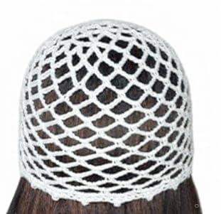 Crochet Mesh Beanie Cap, White Snood, Skull Cap Style-image-37