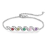 Mother Bracelet Personalized Birthstone Bangle Bracelets for Mom Custom Name Bracelet for Women with
