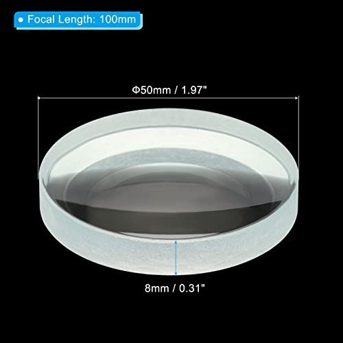 Image of PATIKIL 4 inch (100mm) Focal Length Double Concave Lens, 2 Pack 50mm Diameter 8mm Height Glass Optically Polished Round Edges Lens for Physics Experiment, Clear