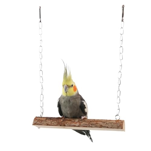 Pet Bird Swing, Parrot Cage Toys, Natural Wooden Swing Toys for Parakeet Cockatoo Cockatiel Conure Lovebirds Canaries