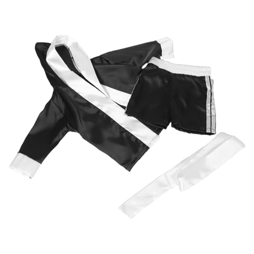 UKCOCO Traje de Boxeo para Recién Nacido Negro Conjointe de Pantalones Cortos y Bata de Boxeo para Ñiño Disfraz Fotográfico para Sesión de Fotos Accesorios para Recién Nacidos y Shower