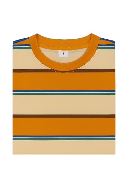 Image of Children's Striped Cotton T-Shirt, Classic Design, Multiple Colors, Age 1-7