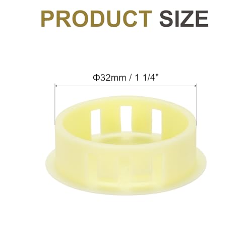 Image of MECCANIXITY 64PCS 32mm(1 1 /4 inch) Beige Plastic Hole Plugs, Flush Type Panel Hole Plugs Insert End Caps for Locking Hole Tubes Furniture Cabinet