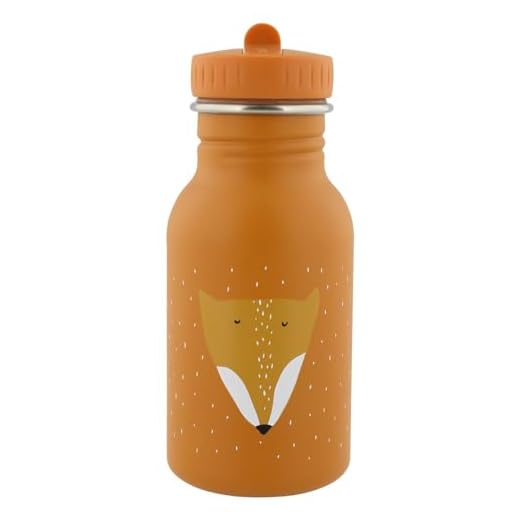 Trixie - Botella de acero inoxidable para niños, zorro, 350 ml, amarillo
