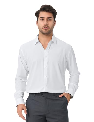 1/3 Pack Men's Dress Shirts Wrinkle Free Long Sleeve Collared Formal Shirt Solid Office Casual Button Down Shirts2