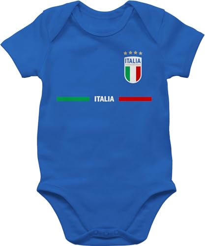 Baby Body Kurzarm - 2026 Fussball WM Fanartikel - Italien Trikot Wappen | Italia mit Stolz | Italienisches Fan-Motiv - 6/12 Monate - Royalblau - europameisterschaft em italy babybody 2024 fußball