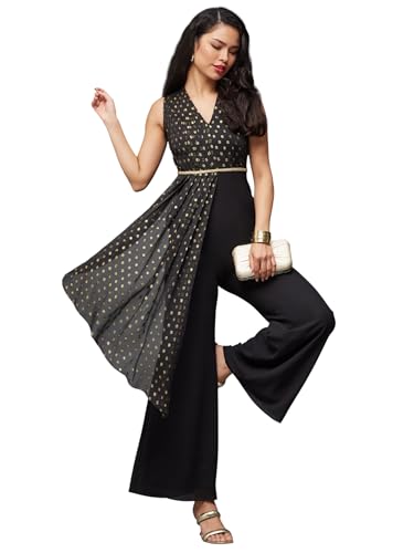 Image of Miss Chase Women's Keyhole Neck Regular Sleeve Regular Length Jumpsuit with Pockets