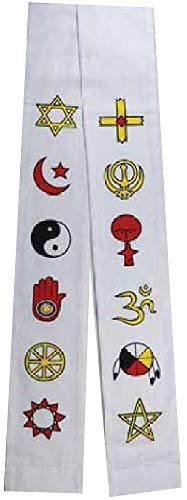 AzureGreen Interfaith Ministers Stole white, medium