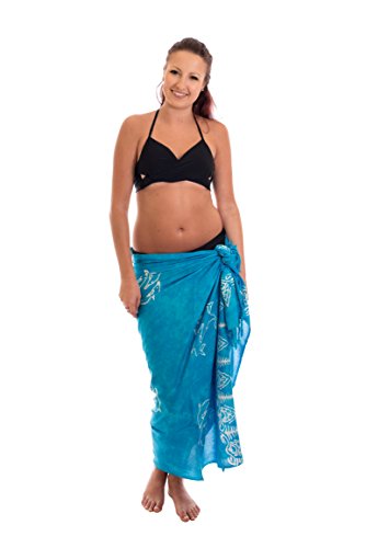 Foto von Ciffre Sarong Pareo Wickelrock Strandtuch Tuch Wickeltuch Handtuch + Schnalle Delfin Türkis