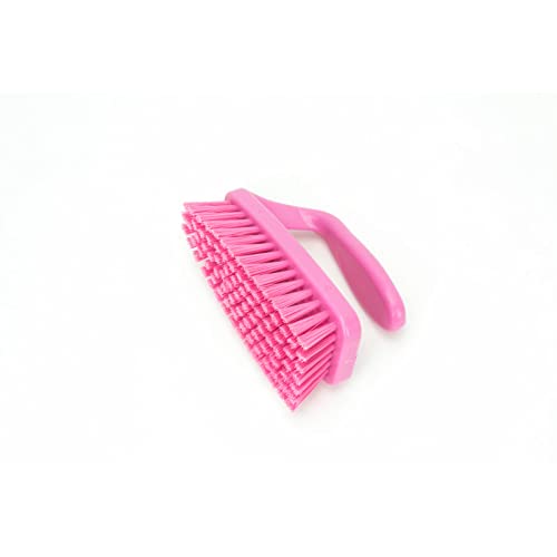 Image of SPARTA Scrub Brush with Iron Shaped Handle and Stiff Bristles, Heavy Duty Scrubber Brush for Kitchen, Bathroom, Shower, Tile, Sink, Carpet and Bakepans, Polypropylene, 6 Inches, Pink