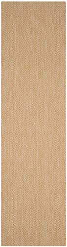 SAFAVIEH Courtyard Collection 2'3' x 10' Natural / Cream CY8022 Indoor/ Outdoor Patio Backyard Mudroom Runner Rug